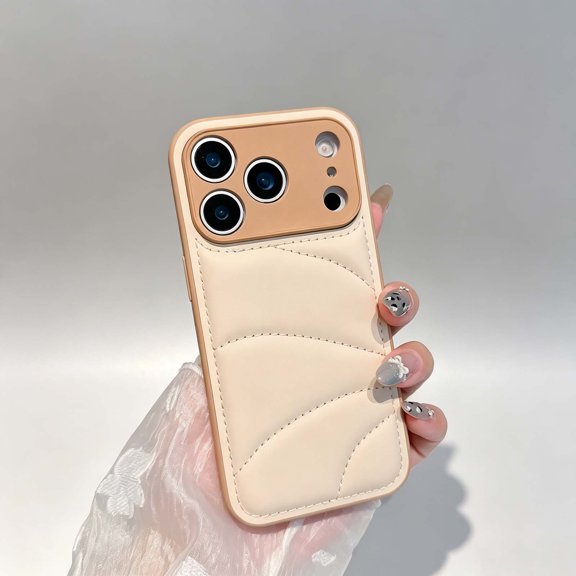 For iPhone 13 Phone Case,Anti-Scratch Suture Jacket PU Leather Back Design,Ultra Slim Shockproof Non-Slip TPU Bumper Drop Protection,Simple Thin Fit Durable Phone Case Cover,Khaki