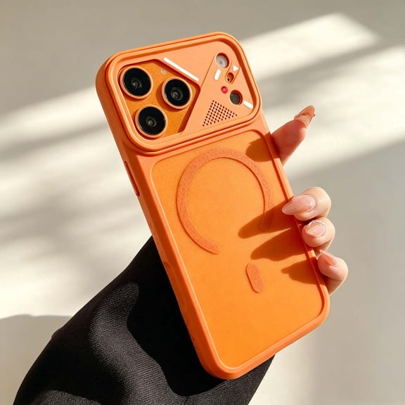For iPhone 13 Phone Case,Compatible with Wireless Charging,Anti-fingerprinting Matte Translucent Back Design,Ultra Slim Shockrpoof Anti-Slip Protection Rugged Phone Case,Orange