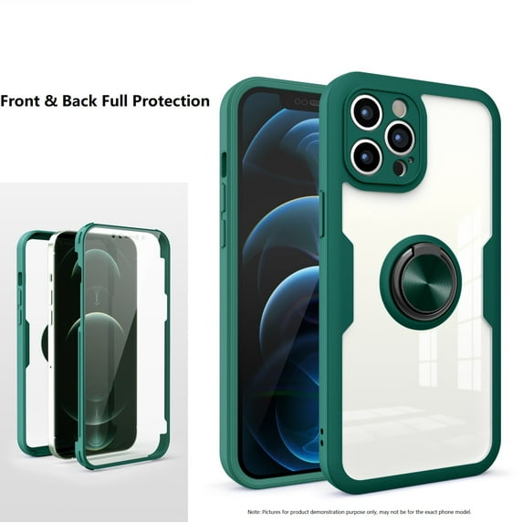 iPhone 13 Phone Case, Slim Screen Protector Full Protection Kickstand Magnetic Ring for iPhone 13 Phone Case Green