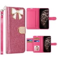 thumbnail image 1 of iPhone 13 Phone Case, Strong Protective Sparkle Diamond Kickstand Wallet Compartments Multi-Function for iPhone 13 Phone Case Pink, 1 of 6