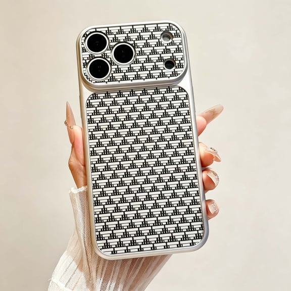 For iPhone 13 Phone Case,Triangular Pattern Back Design,Ultra Slim Cover,Compatible with Wireless Charging,Anti-Scratch Shockproof Drop Protection Rugged Thin Fit Phone Case,Silver