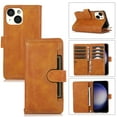 thumbnail image 1 of for iPhone 13 Phone Case,for iPhone 13 Wallet Case RFID Blocking 8 Card Slots Holder & 1 Cash Pocket & 1 Outer Pouch,Wrist Strap,Shockproof Leather Magnetic Flip Stand Cover,Orange, 1 of 11
