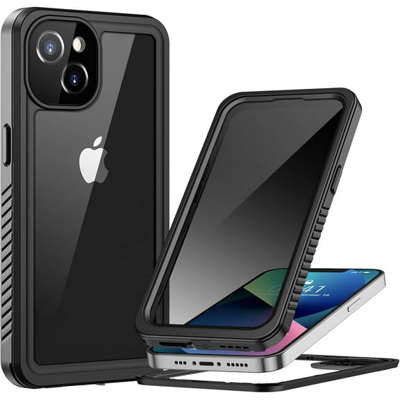 for iPhone 13 Privacy Case, Waterproof Dustproof Shockproof Cases for iPhone 13 with Privacy Screen Protector, Full Body Protective Front and Back Cover for iPhone 13-6.1 inch (Black)