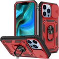 thumbnail image 1 of for iPhone 13 Pro 6.1" Stand Case with Slide Camera Cover Military Grade Heavy Duty  Rugged Dual Layer Full Body Shockproof Protection Built-in Ring Kickstand Magnetic Hard Back Case Red, 1 of 14