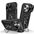thumbnail image 1 of for iPhone 13 Pro Armor Case Stand, [Built in Kickstand & Slide Camera Cover] Military Grade Drop Protection Shockproof Hard PC Heavy Duty Bumper Phone Case For iPhone 13 Pro, Black, 1 of 10
