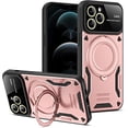 thumbnail image 1 of for iPhone 13 Pro Case with 360° Rotatable Magnetic Ring Stand, Large Window Design Compatible with Magsafe, Military-Grade Protection Shockproof Phone Cover for Women Men, Pink, 1 of 14