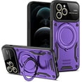 thumbnail image 1 of for iPhone 13 Pro Case with 360° Rotatable Magnetic Ring Stand, Large Window Design Compatible with Magsafe, Military-Grade Protection Shockproof Phone Cover for Women Men, Purple, 1 of 14