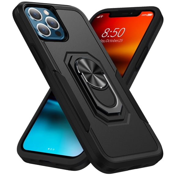 iPhone 13 Pro Case, 360 ?Rotate Ring Stand Rugged Lightweight Slim Impact-Resistant Full Body Shockproof Protective Bumper Case For iphone 13 Pro,Black