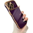 thumbnail image 1 of for iPhone 13 Pro Case 6.1 inch,Cute Curly Wave Frame Case with Love Heart Pattern,Luxury Plating Edge Full Camera Protection Shockproof Phone Case for Women Girls-Dark Violet, 1 of 16