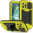 thumbnail image 1 of for iPhone 13 Pro Case,Aluminum Metal Silicone Built-in Kickstand Shockproof Military Heavy Duty Sturdy Protector Cover Rugged Metal Hard Case for iPhone 13 Pro 6.1 inch(Yellow), 1 of 16