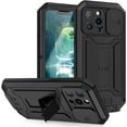 thumbnail image 1 of for iPhone 13 Pro Case,Aluminum Metal Silicone Built-in Kickstand Shockproof Military Heavy Duty Sturdy Protector Cover Rugged Metal Hard Case for iPhone 13 Pro 6.1 inch(Black), 1 of 15