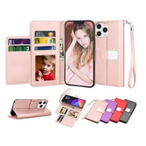 iPhone 13 Pro Case, Apple iPhone 13 Pro Wallet Case, iPhone 13 Pro PU Leather Case, Tekcoo ID Cash Credit Card Slots Holder Purse Carrying Folio Flip Cover Hard Case Kickstand & Hand Strap - Rose Gold