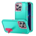 thumbnail image 1 of iPhone 13 Pro Case with Built-in Metal Kickstand, Dteck 3-Layer Full Body Protection [Without Screen Protector] Rugged Heavy Duty Durable Cover Case for Apple iPhone 13 Pro, Mint+Rose, 1 of 8