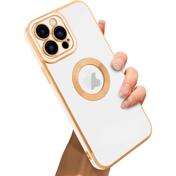 for iPhone 13 Pro Case with Camera Lens Protector, Logo View for Women Girls, Soft Slim Phone Cases for iPhone 13 Pro Clear Ultra-Thin Back Cover (White)