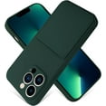 thumbnail image 1 of iPhone 13 Pro Case Card Holder Blackish Green Liquid Silicone Soft Screen Protector Cover Shockproof Anti Scratch Microfiber Lining Full Body Protection Shell, 1 of 11