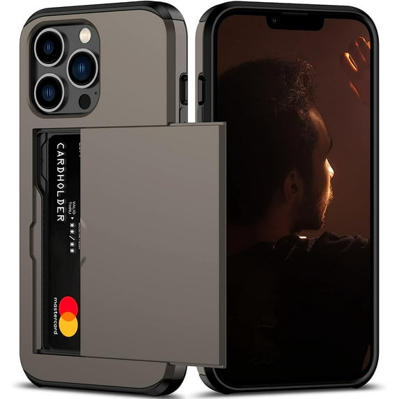 iPhone 13 Pro Case with Card Holder Heavy Duty Protective Dual Layer Shockproof Hidden Card Slot Slim Wallet Case for iPhone 13 Pro for Men&Women(Coffee)