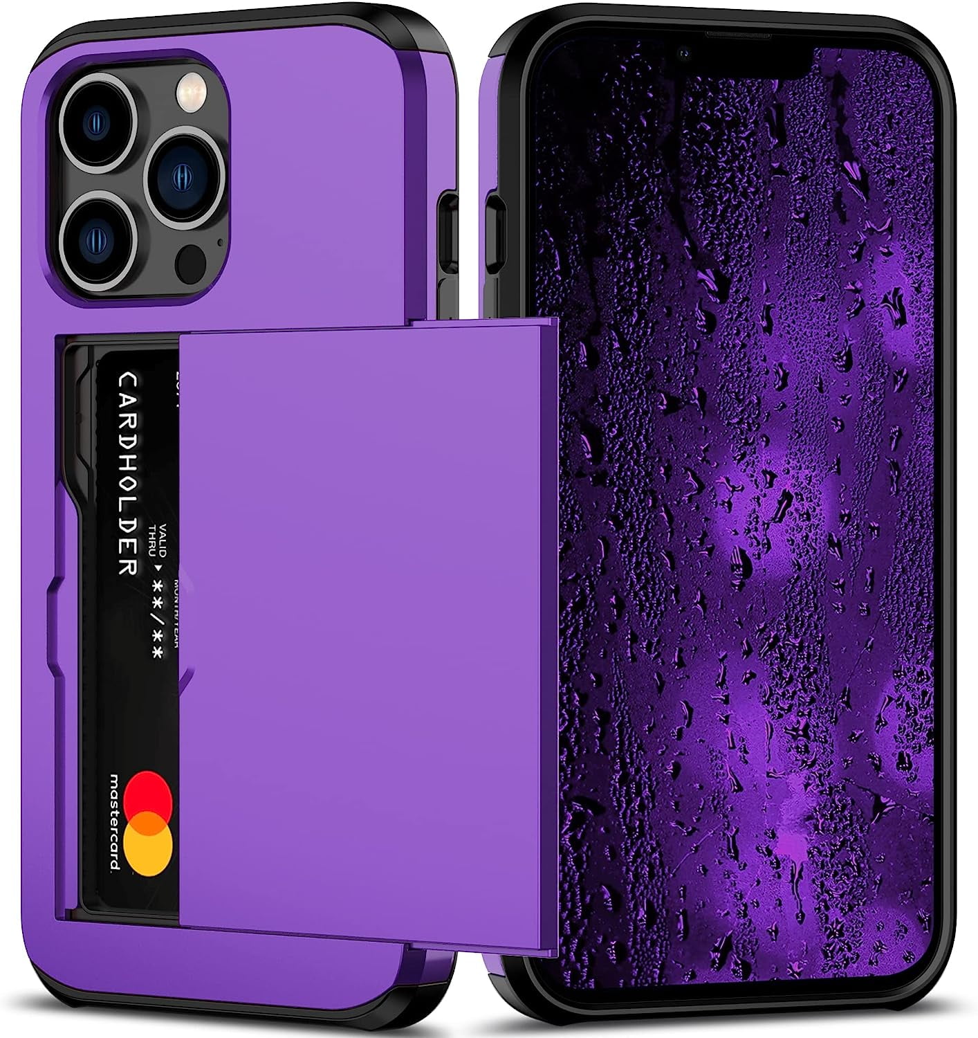 ACOCOBUY Compatible With IPhone 16 Pro Case With Card Holder Shockproof Protective Dual Layer Hidden Credit Card Slot Heavy Duty Wallet Phone Cover - View #2