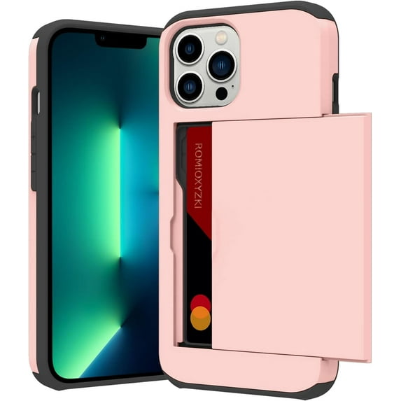 for iPhone 13 Pro Case with Card Holder,for iPhone 13 Pro Wallet Case Anti-Scratch Dual Layer Hidden Pocket Case Shockproof Cover Compatible with for iPhone 13 Pro 5G-Pink