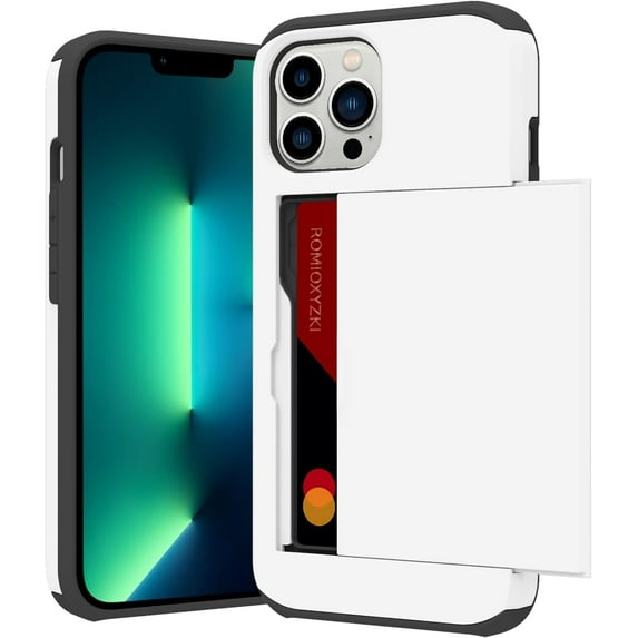 for iPhone 13 Pro Case with Card Holder,for iPhone 13 Pro Wallet Case Anti-Scratch Dual Layer Hidden Pocket Case Shockproof Cover Compatible with for iPhone 13 Pro 5G-White