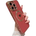 thumbnail image 1 of for iPhone 13 Pro Case Compatible with MagSafe, Luxury Love Heart Soft Phone Case, Full Camera Lens Protection Magnetic Case for iPhone 13 Pro for Women Girls (6.1") - Red, 1 of 12