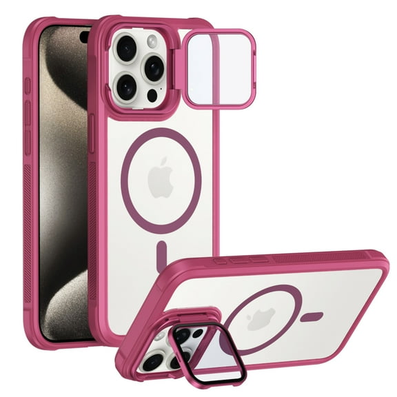 for iPhone 13 Pro Case Compatible with MagSafe, Phone Case with Built-in Camera Stash Stand Shockproof & Scratch-Resistant Back Cover Kickstand for iPhone 13 Pro, Winered