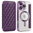 thumbnail image 1 of for iPhone 13 Pro Case Compatible with Magsafe, Slim Fit Flip Protective PU Leather Wallet Case with RFID Blocking Card Slot Build-in Len Protector for iPhone 13 Pro, Purple, 1 of 8