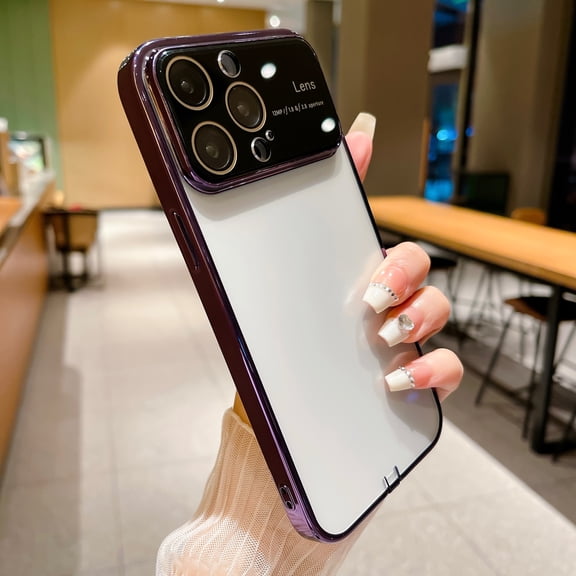 for iPhone 13 Pro Case Crystal Clear with Dust Plug & Lens Protector Luxury Plating Transparent Shockproof Anti-Scratch Soft TPU Phone Cases for Women Men for iPhone 13 Pro, Darkpurple