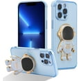 thumbnail image 1 of for iPhone 13 Pro Case Cute 6D Astronaut Case with Stand Function Luxury Plating Case Cover Slim Fit Soft TPU Shockproof Bumper Protective Electroplated Case for Girls Boys,6.1 inch,Blue, 1 of 6