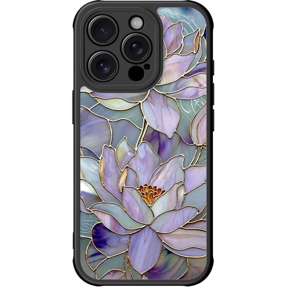 for iPhone 13 Pro Case Cute, Aesthetic Floral Hard Shell, Compatible with Magsafe, Trendy Unique Cool Retro Western Coquette Protective Slim Phone Cover for Women Girls, Blooming Purple Lotus