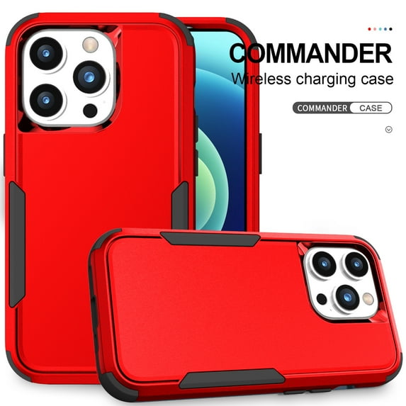 for iPhone 13 Pro Case, Defender Case Compatible with iPhone 13 Pro Case, Hybrid Heavy Duty Military Grade Full-Body Drop Shockproof Dustproof 3-Layers Rugged Protective Phone Cover, Red/Black