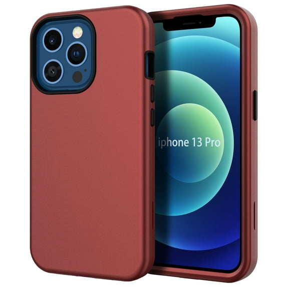 iPhone 13 Pro Case, Dteck Heavy Duty Shockproof Rugged Anti-Drop Hybrid Durable 3-Layer Protective Phone Case Cover Compatible with Apple iPhone 13 Pro, Red