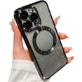 thumbnail image 1 of for iPhone 13 Pro Case Glitter Magnetic Compatible with MagSafe Full Camera Lens Protection Luxury Plating Cute Bling Clear Shockproof Slim Phone Case for Women Girls (Black), 1 of 14