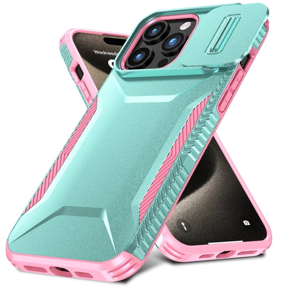 for iPhone 13 Pro Case, Heavy Duty Case with Camera Lens Sliding Cover, Shockproof Dropproof Non-Slip Military Grade Full Body Rugged Protection Cover Case for iPhone 13 Pro, Green