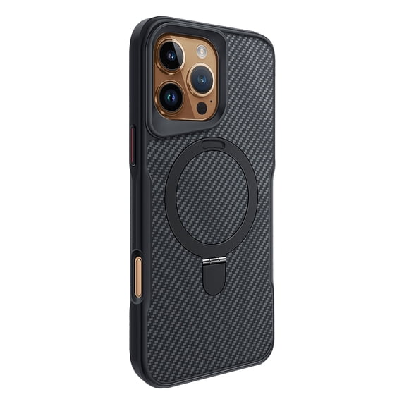 for iPhone 13 Pro Case Heavy Duty Protection Cover Carbon Fiber Design, Ring Compatible with Magsafe Kickstand Magnetic Built in Stand Rugged Phone Case for iPhone 13 Pro, Black