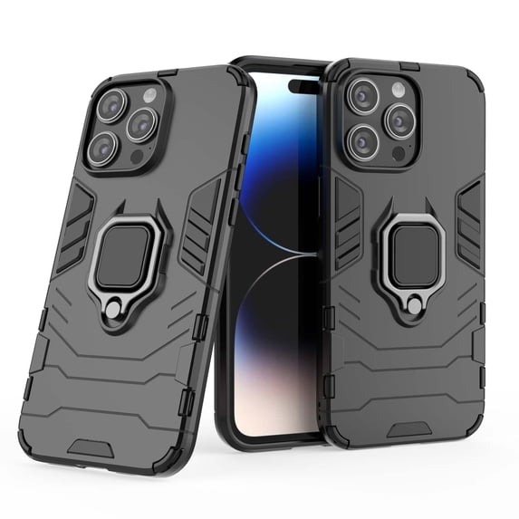 for iPhone 13 Pro Case Heavy Duty Sturdy Shockproof Rugged Hard PC+Soft TPU Bumper Anti-Scratch Military-Grade Drop Protection,Built-in Invisible Kickstand Matte Phone Case,Black