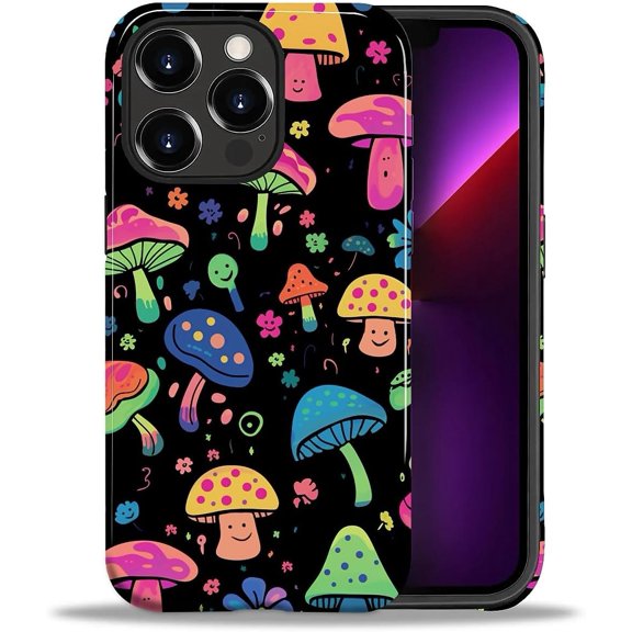 for iPhone 13 Pro Case, [Hybrid 2-Layer Hard Shell] Military-Grade Protection, All-Around Shockproof, Silicone Protective Phone Case for iPhone 13 Pro - Coloring Mushroom