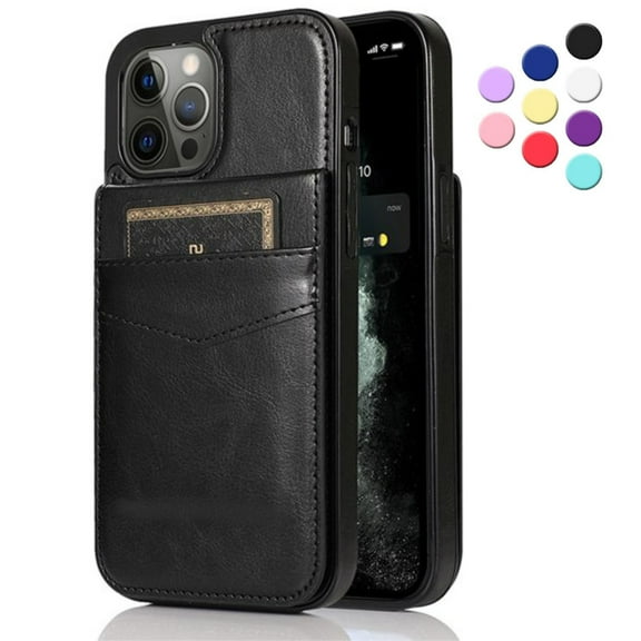 iPhone 13 Pro Case, Leather Wallet Case iPhone 13 Pro 6.1", PU Leather Case, Built in Stand Wallet Credit Card Holder Case 5 Card Slots Case For Apple iPhone 13 Pro, Black