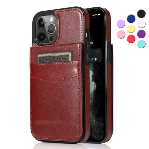 iPhone 13 Pro Case, Leather Wallet Case iPhone 13 Pro 6.1", PU Leather Case, Built in Stand Wallet Credit Card Holder Case 5 Card Slots Case For Apple iPhone 13 Pro, Brown