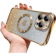 thumbnail image 1 of for iPhone 13 Pro Case Magnetic Gradient Glitter [ Compatible with MagSafe ], Bling Love Heart Clear Phone Case, Camera Protection Sparkly Slim Soft Back Cover for Women Girls - Gold, 1 of 11