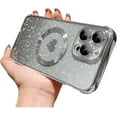 thumbnail image 1 of for iPhone 13 Pro Case Magnetic Gradient Glitter [ Compatible with MagSafe ], Bling Love Heart Clear Phone Case, Camera Protection Sparkly Slim Soft Back Cover for Women Girls - Silver, 1 of 11