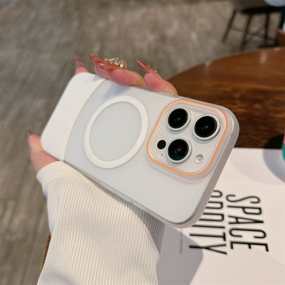 for iPhone 13 Pro Case Magnetic Phone Case Compatible with MagSafe, Soft TPU Bumper Hard Translucent Matte Back Slim Fit Shockproof Protective Case Cover for Men Women Girls - White