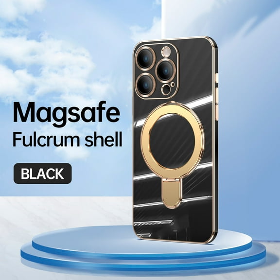 for iPhone 13 Pro Case with Magnetic Stand, [Compatible with MagSafe] [Ring Holder Kickstand] Plating TPU Shockproof Protective for iPhone 13 Pro Phone Case for Women Men, Black