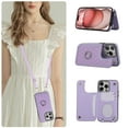thumbnail image 1 of for iPhone 13 Pro Case with RFID Blocking Card Holder and Strap for Women,Crossbody Lanyard,Kickstand Ring Stand Holder,Snap Clasp,Cute Phone Wallet Case For iPhone 13 Pro, Purple, 1 of 9
