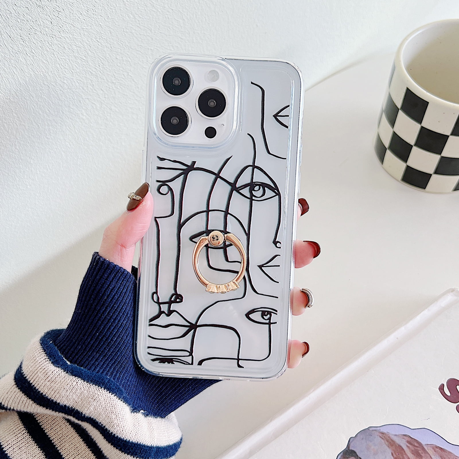 for iPhone 13 Pro Case with Ring Kickstand Holder, Luxury Clear Soft