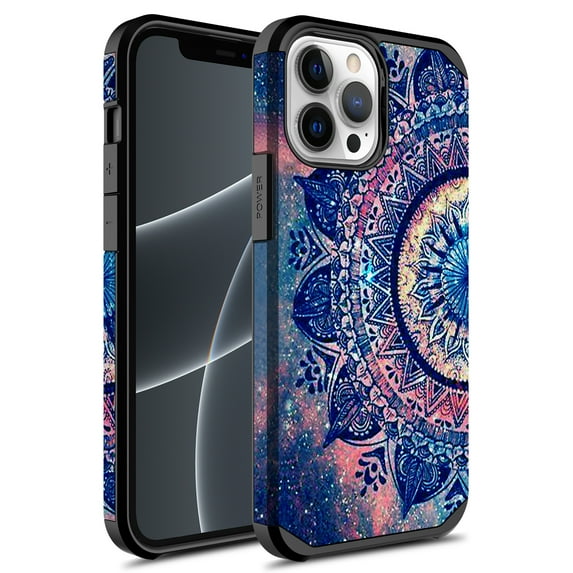 iPhone 13 Pro Case, Rosebono Slim Hybrid Shockproof Hard Cover Graphic Fashion Colorful Skin Cover Armor Case for iPhone 13 Pro 6.1" (Mandala)