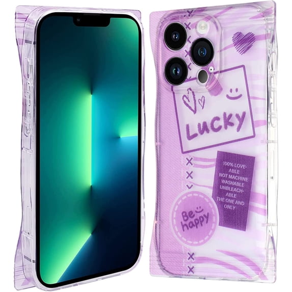 iPhone 13 Pro Case, Shockproof Kawaii TPU Phone Case for iPhone 13 Pro 2021 (6.1 Inch), with Soft Cute Back Case for Girls and Women, Purple Love