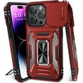 thumbnail image 1 of for iPhone 13 Pro Case with Slide Camera Cover，Built-in 360° Magnetic Rotate Ring Stand Magnetic  Grade Shockproof Protective Case for Women and Men-Red, 1 of 12