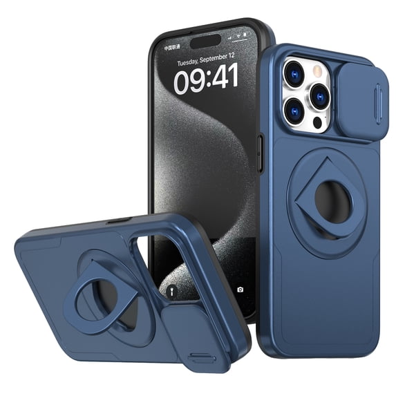 for iPhone 13 Pro Case with Sliding Window Protection, Compatible with MagSafe 360 Rotating Strong Magnetic Bracket Shockproof Drop Protective Phone Case for iPhone 13 Pro, Blue