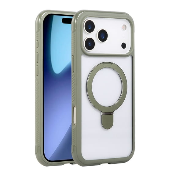 for iPhone 13 Pro Case with Stand, Built-In 360° Rotation Ring Kickstand, Compatible with MagSafe, Luxury Ultra Slim Drop Protective Lightweight Non-Slip Bumper Frame Phone Cover, Armygreen