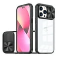 thumbnail image 1 of for iPhone 13 Pro Case, Stylish Slim Crystal Clear PC Back + TPU Silicone Case with Sliding Camera Cover Anti-fingerprint Shockproof Phone Cases for iPhone 13 Pro 6.1 inch,Black, 1 of 6